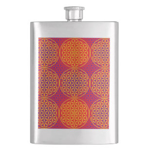 Petaca Flor de vida - patrón de sello - rosa naranja