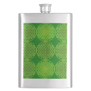 Petaca Flor de vida - patrón de sello - verde