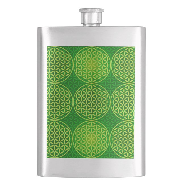 Petaca Flor de vida - patrón de sello - verde (Anverso)