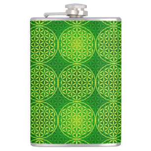 Petaca Flor de vida - patrón de sello - verde