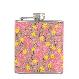 Petaca Flor jazmín amarilla en rosa coral