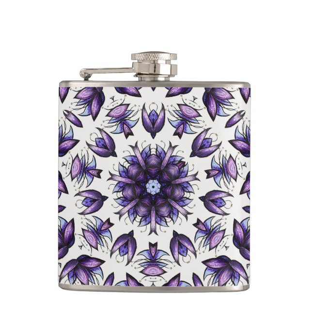 Petaca Flor Mandala Resumen Patrón Kaleidoscópico (Anverso)