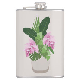 Petaca Flor rosa de Medinilla Tropical en Base Beige