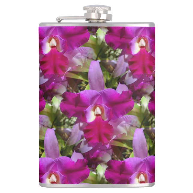 Petaca Flor tropical de la orquídea de Cattleya (Anverso)