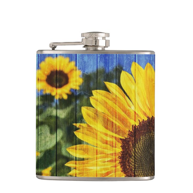 Petaca Flora pintada de girasoles (Anverso)