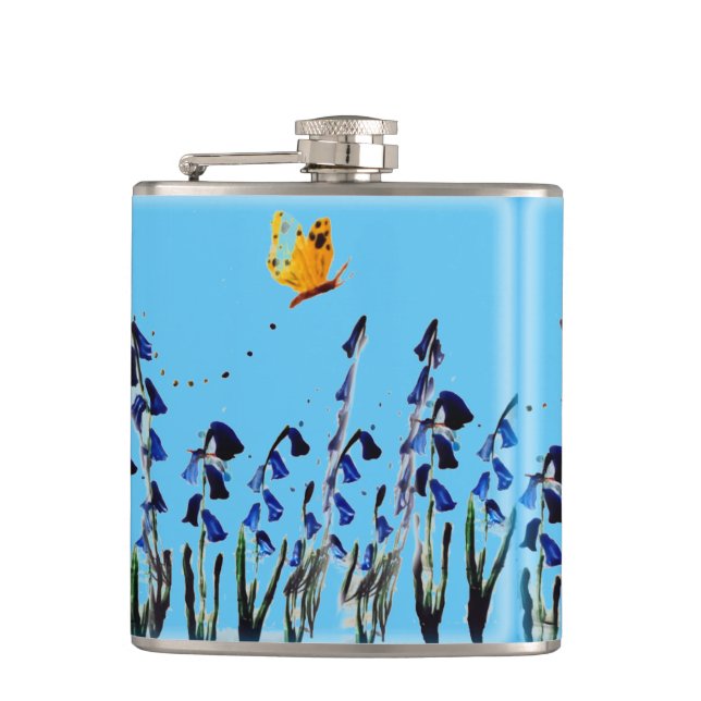 Petaca Floral Bluebells Personalizado mariposa (Anverso)