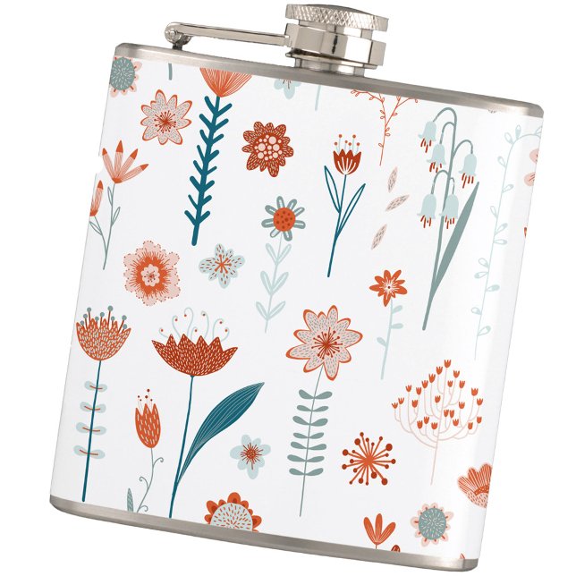 Petaca Floral escandinava moderna (Modern Scandinavian floral hip flask)