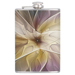 Petaca Floral Fantasía Oro berenjena Resumen Arte Fractal