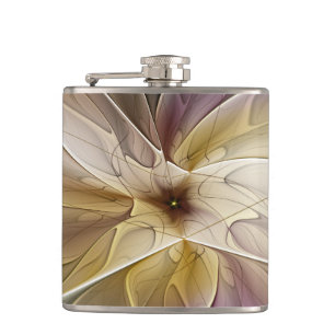 Petaca Floral Fantasía Oro berenjena Resumen Arte Fractal