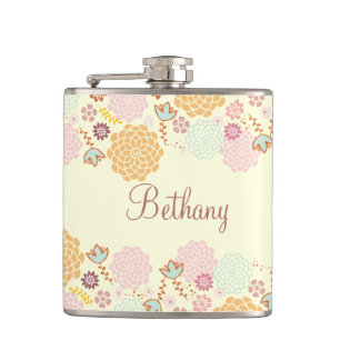 Petaca Floral moderno de lujo femenino personalizado