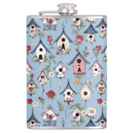Petaca Floral Patchwork Birdhouses & Sky Blue Background