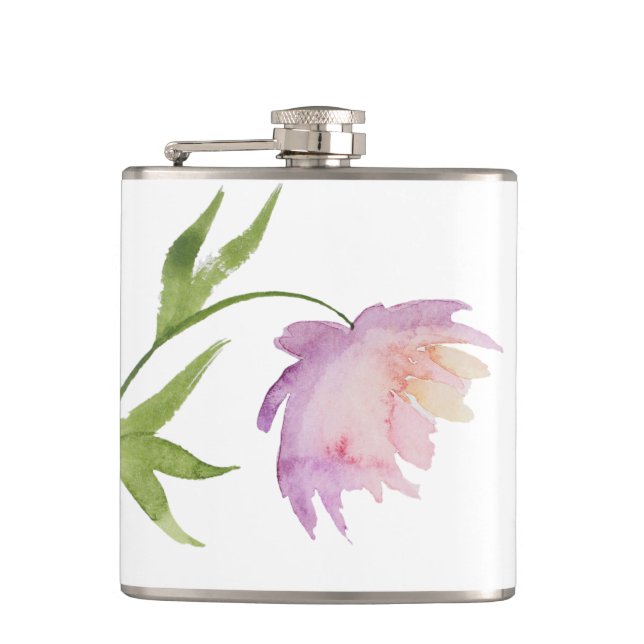 Petaca *~* Floral Peony Watercolor Lavanda rosa popular (Anverso)