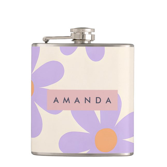 Petaca Floral Personalizada de Lavanda Retró Dália (Anverso)