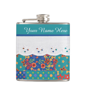 Petaca Floral personalizado sobre una máscara Verde azula