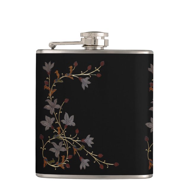 Petaca Flores Art Deco sobre negro (Anverso)