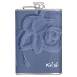 Petaca Flores azules artísticas de boho vintage