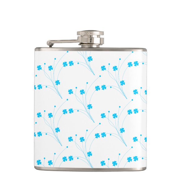 Petaca Flores azules de cielo brillante, impresión floral (Anverso)