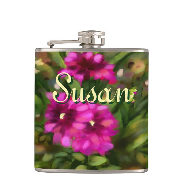 Petaca Flores de flores de Dahlia Floral Garden Magenta (Anverso)