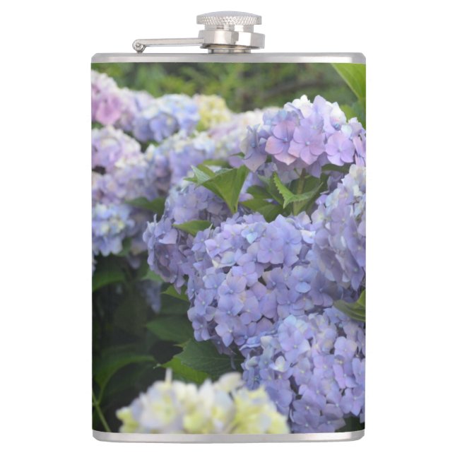 Petaca Flores de Hortensia Hydrangea Lila y Lavanda (Anverso)