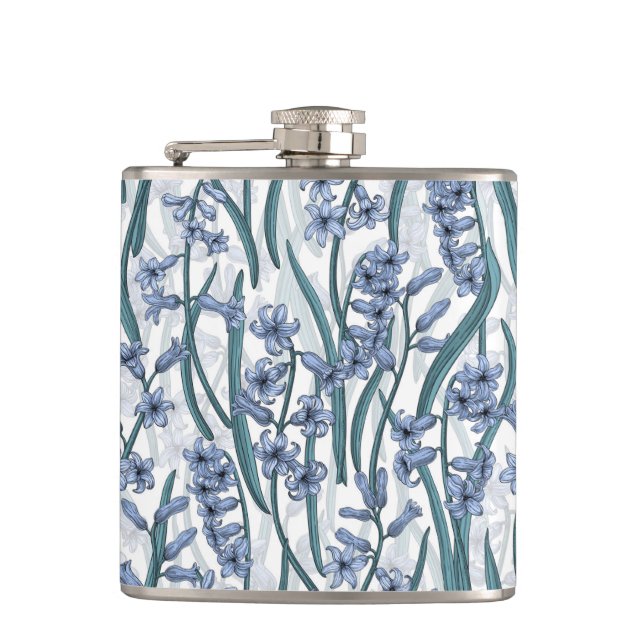 Petaca Flores de jacinto azul sobre blanco (Anverso)