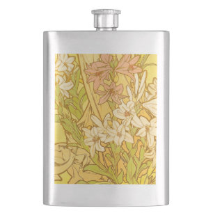Petaca flores de lirio Art Nouveau de Alfonse Mucha