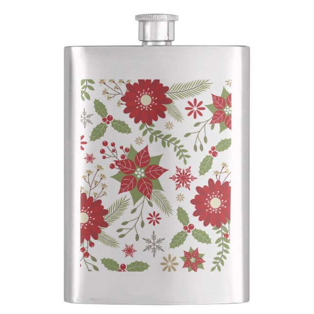 Petaca flores de Navidad rústico moderno (Anverso)
