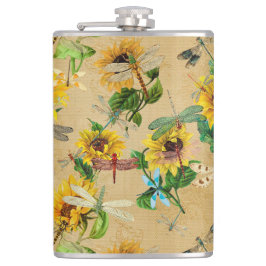 Petaca Flores de vintage y libélulas