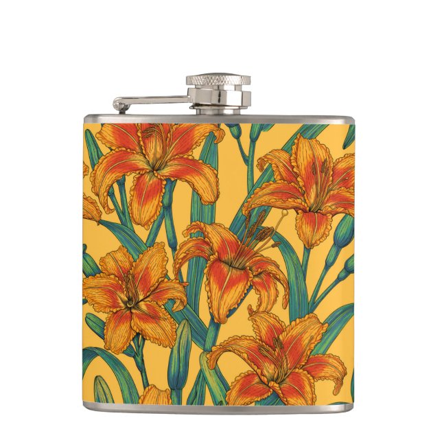 Petaca Flores diurnas, azules y amarillas (Anverso)