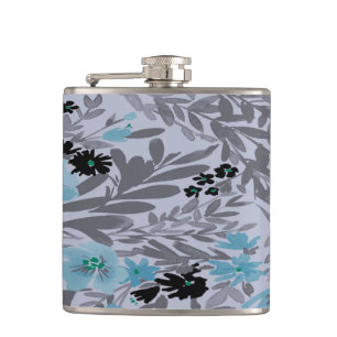 Petaca Flores Florales Gris Moda de moda azul Verde azula