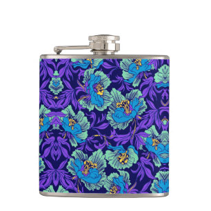 Petaca Flores moradas y azules William Morris