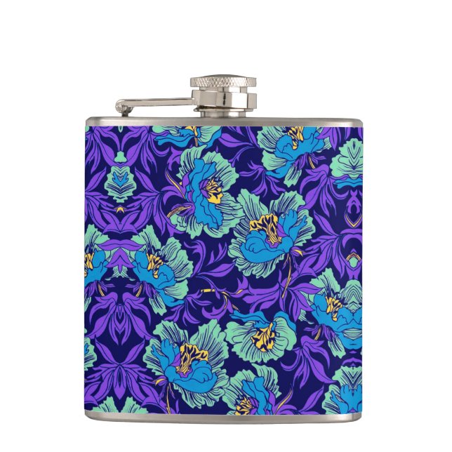 Petaca Flores moradas y azules William Morris (Anverso)