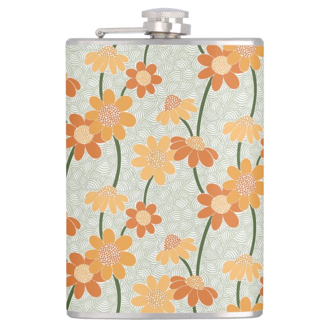 Petaca Flores retro de los años 70 apagadas (Anverso)