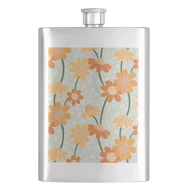 Petaca Flores retro de los años 70 apagadas (Anverso)