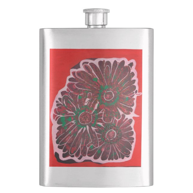 Petaca Flores rojas y verdes (Anverso)