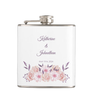 Petaca Flores rosadas acuarela-Boda-