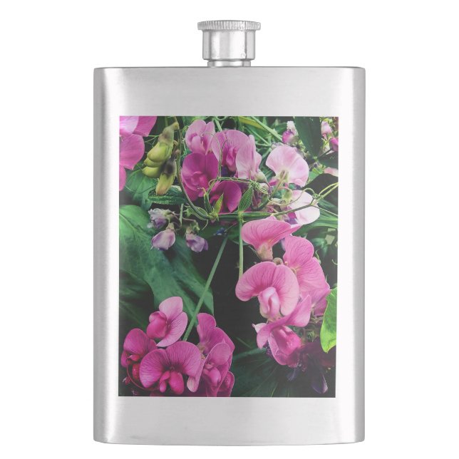 Petaca Flores rosadas y violetas (Anverso)