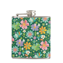 Petaca Flores Silvestres Pastel En Naranja Púrpura Rosa Y