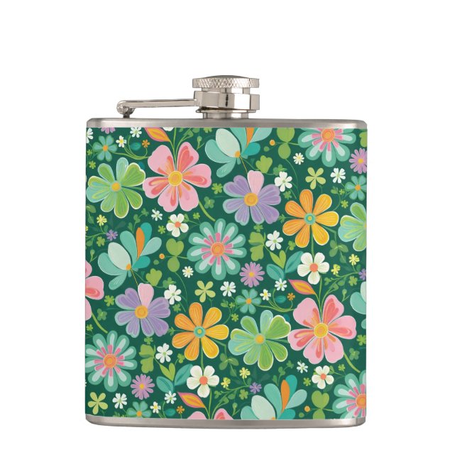 Petaca Flores Silvestres Pastel En Naranja Púrpura Rosa Y (Anverso)