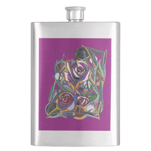 Petaca Flores , sobre un fondo morado (Anverso)