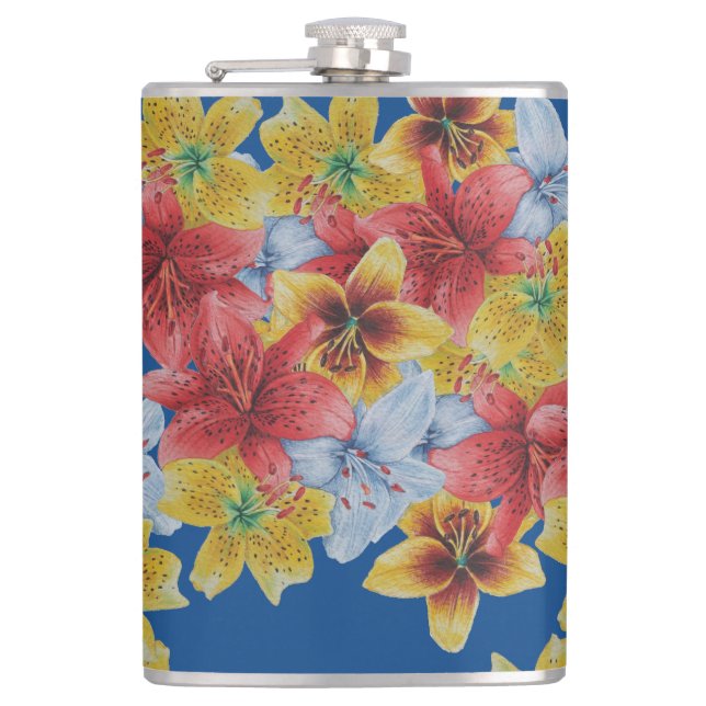 Petaca flores únicas, grandes y audaces, floridas (Anverso)