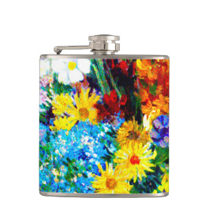 Petaca Flores Van Gogh en una maleta azul