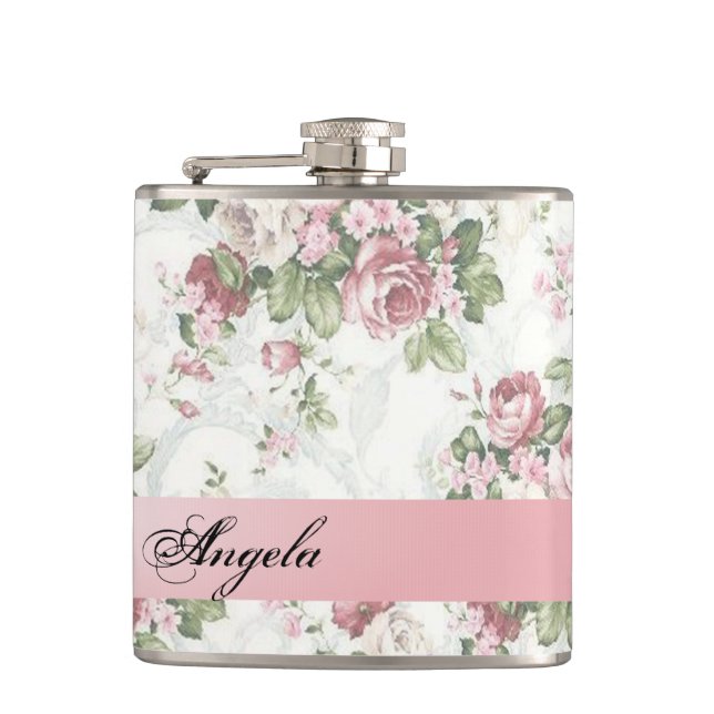 Petaca Flores Vintage Shabby Chic-Personalizadas (Anverso)