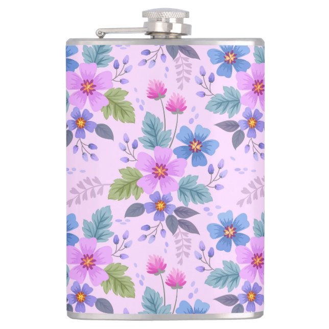 Petaca Flores violeta azul rosa floral Patrón 36841 (Anverso)
