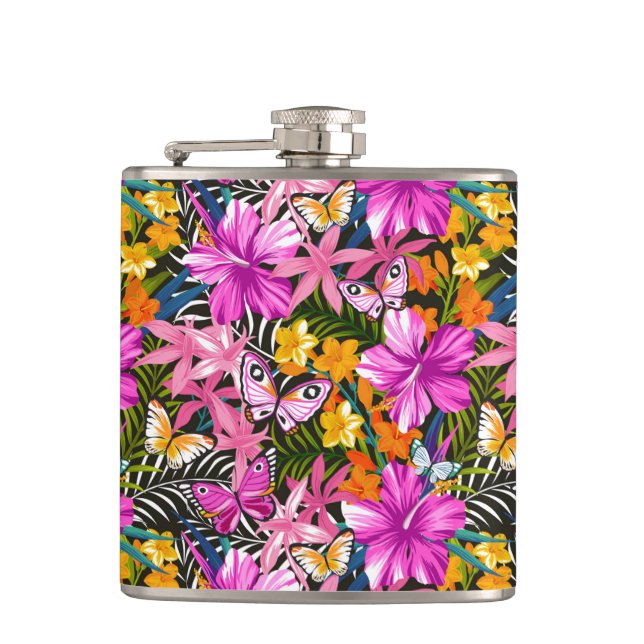 Petaca Flores y hojas tropicales (Anverso)