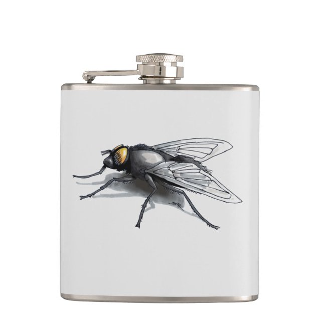 Petaca Fly Buddy gigante mosca envuelta en un matraz (Anverso)