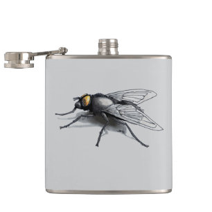Petaca Fly Buddy gigante mosca gris envuelto en un matraz