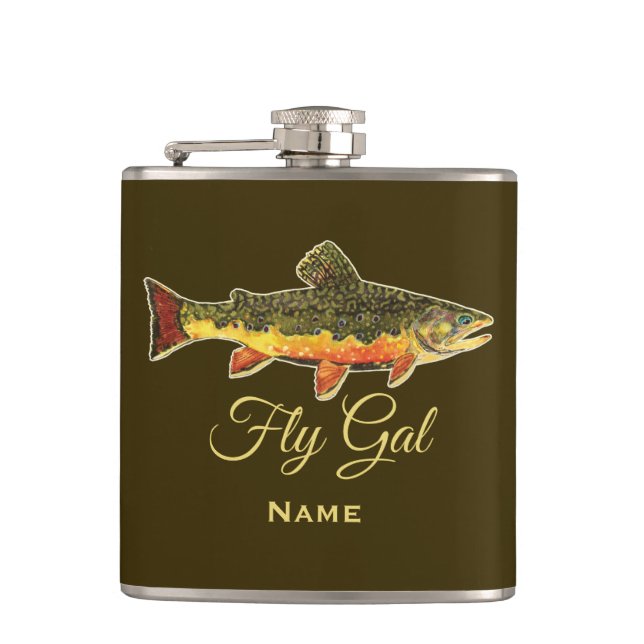 Petaca Fly Fishing Brook Trout FLY GAL para sus mujeres (Anverso)