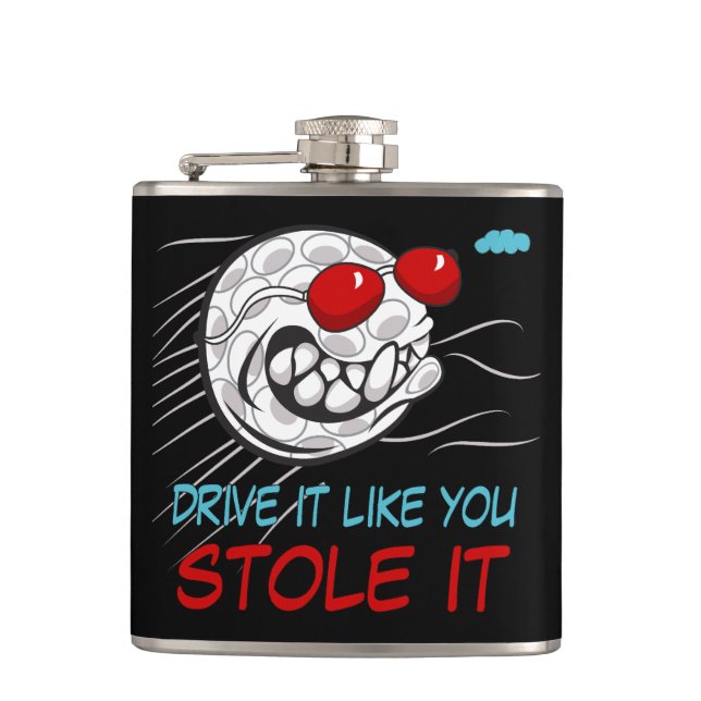 Petaca Flying Golf Ball con gafas de sol negro (Anverso)