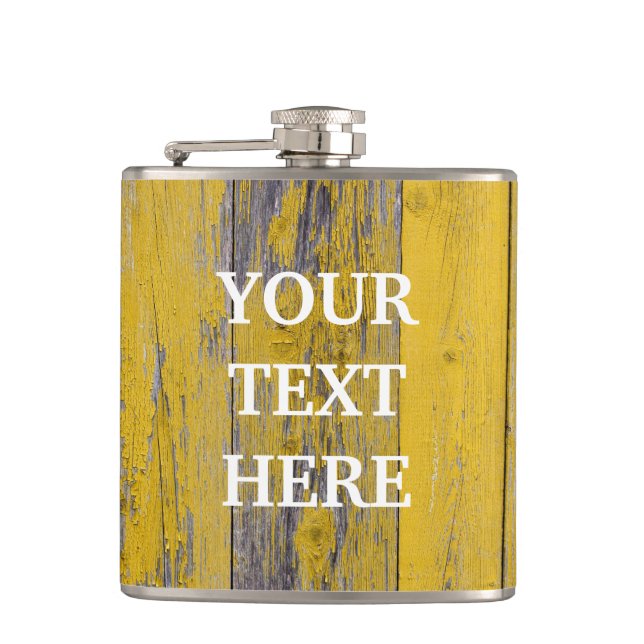 Petaca Fondo de madera vintage personalizado (Anverso)