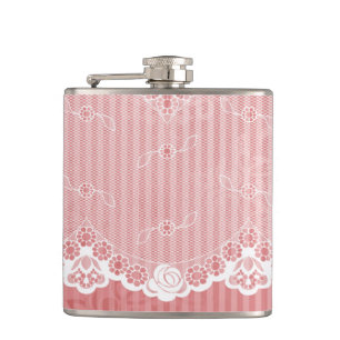 Petaca Fondo rosado y blanco con el cordón negro